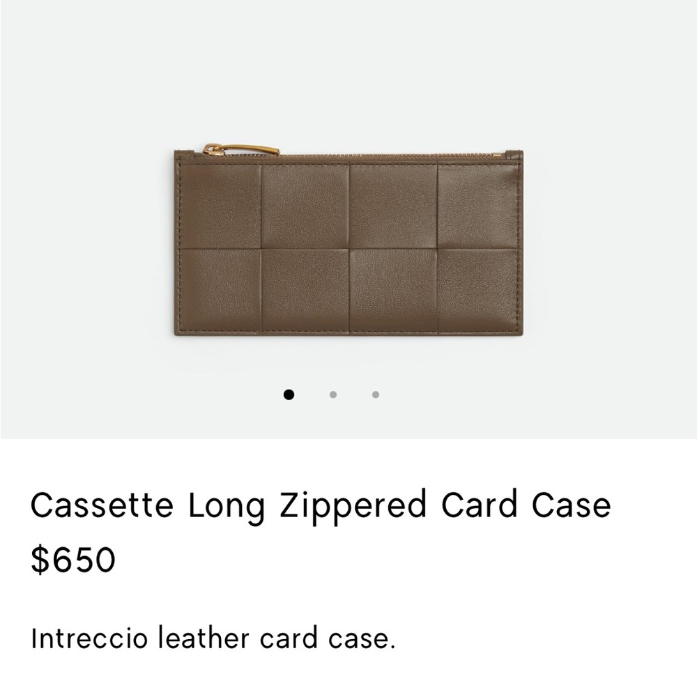bottega veneta Cassette Long Zippered Card Case Intreccio leather card case.